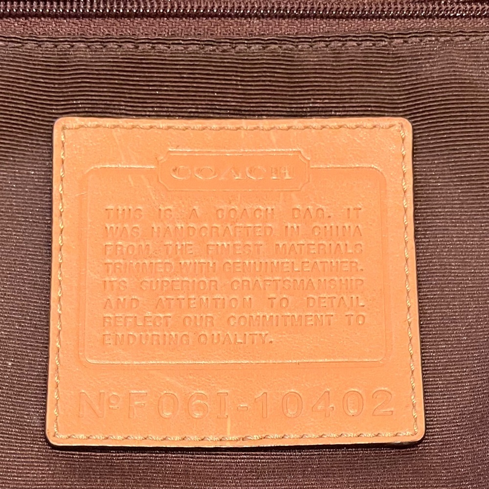Vintage Coach Signature Jacquard Canvas Crossbody Brown Leather Trim and Hangtag - Picture 10 of 12
